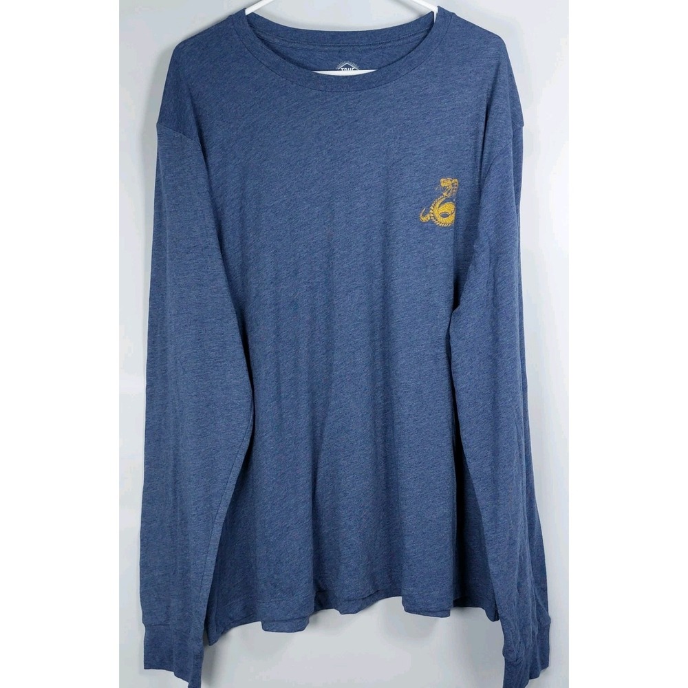True Craft Mens Long Sleeve T-Shirt Size XXL Heather Blue Gold Cobra Graphic - Picture 3 of 6